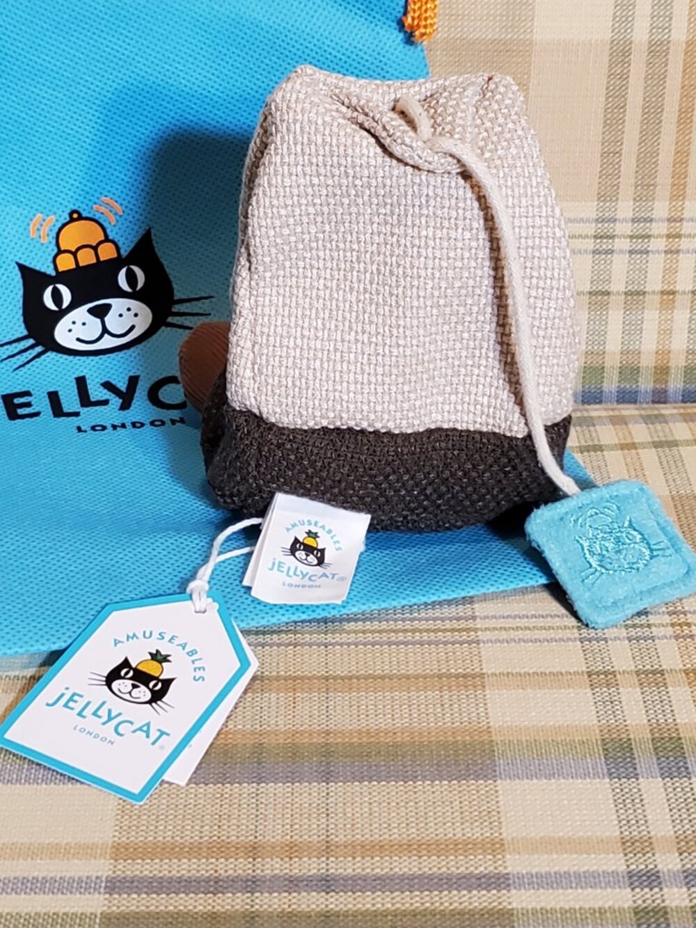 Jellycat AUTHENTIC Amuseables 'My Name is Steepy Tea Bag' Plush w/Dust Bag NWT - Picture 2 of 7